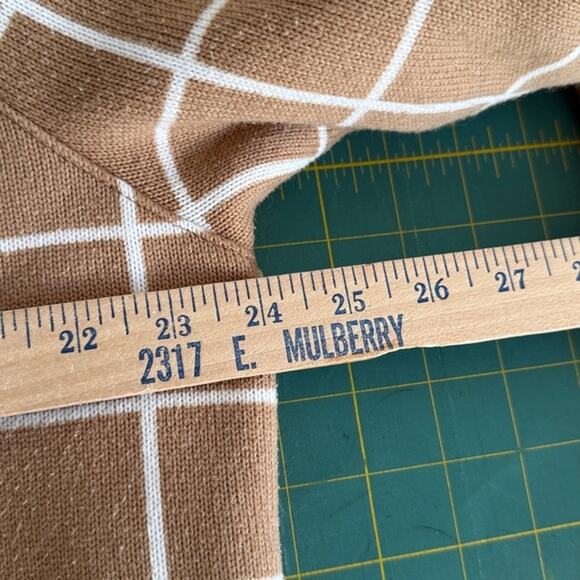 J. Crew Women's Tan Windowpane Plaid Pullover Turtleneck Sweater sz 2X Cozy - Picture 5 of 6